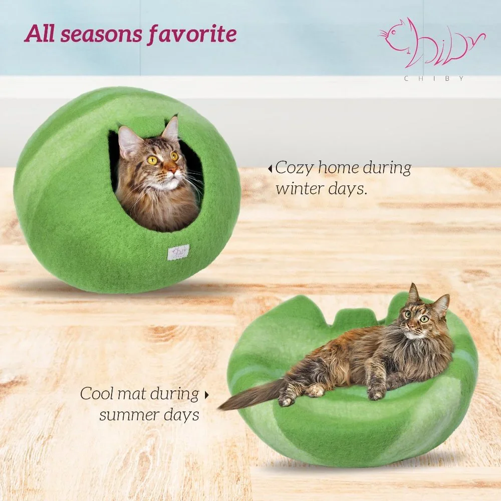 Premium Cat Bed Cave (Large/Medium) - Eco Friendly 100% Merino Wool Beds for Cat